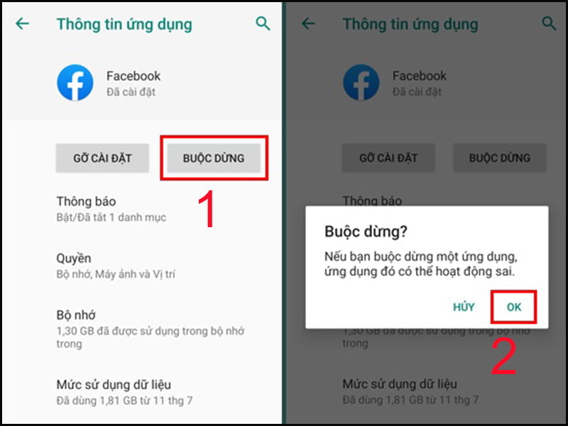 buộc dừng ứng dụng điện thoại android bị treo đơ 